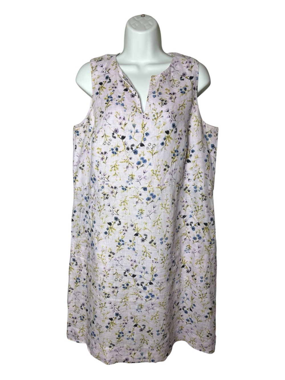 J. Jill Womens Love Linen Sleeveless Floral Jumper Dress Size S Lavender Summer - Picture 3 of 11
